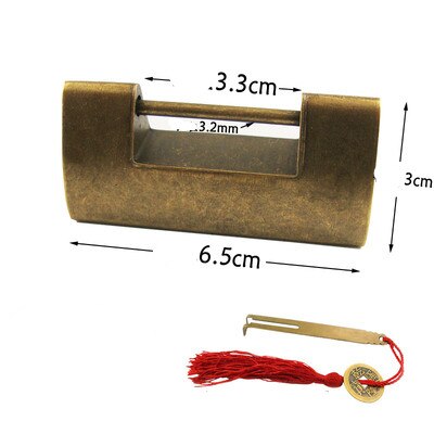 Lucchetto a scatto in ottone cinese liscio scatola di legno porta dell'armadio lucchetto antico lucchetto con chiave gioielli confezione regalo lucchetto in rame bronzo: 4
