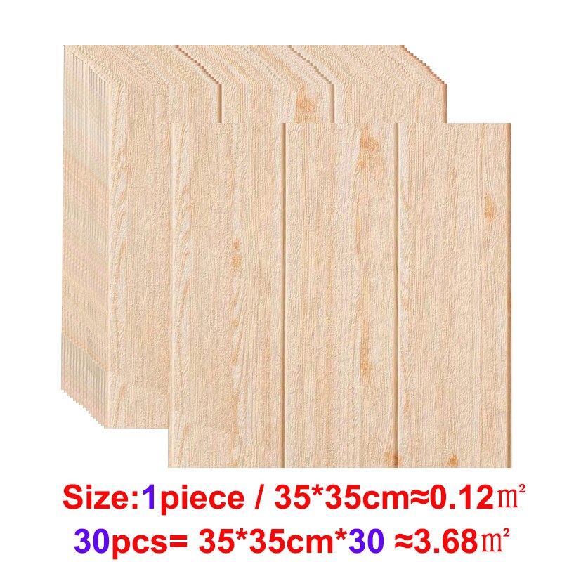 3D Self-Adhesive 35X35cm Wood Sticker DIY Waterproof Foam Wallpaper For Kids Room Kitchen Roof Ceiling Background Wall Decals
