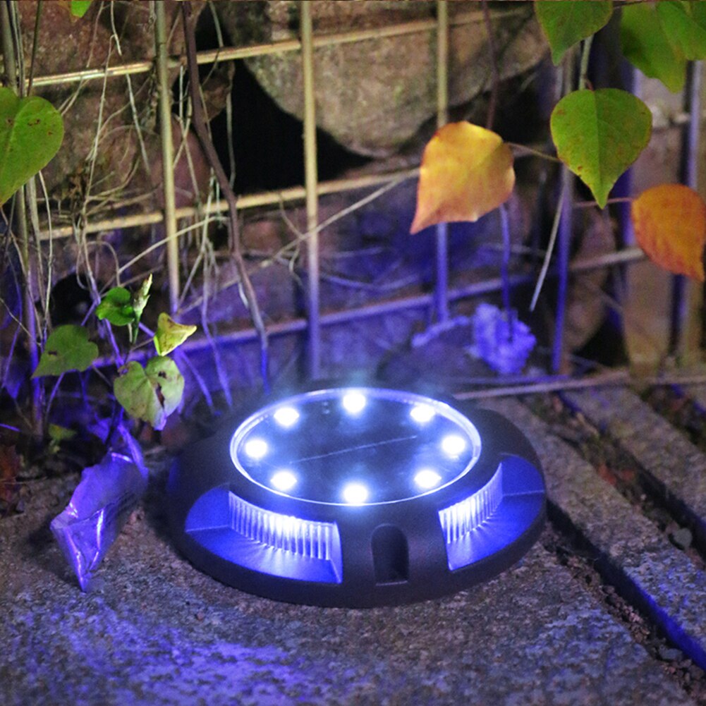 4Pcs Solar Powered Ground Light Waterproof Garden Pathway Deck Lights with Lawn Outdoor Buried Light Plug-in Lamp
