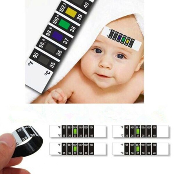 Novedad , 10 Uds., termómetro de cabeza con tira para la frente para bebés y niños, medidor de temperatura Flexible reutilizable LFX-ING: Default Title