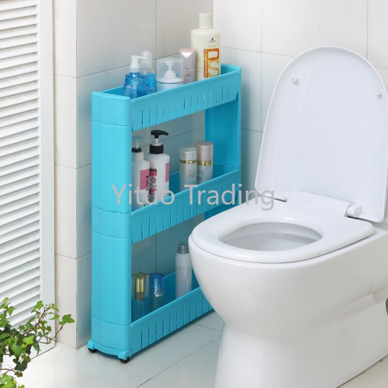 028-029 Crevice Rack Kitchen Toilet Bathroom Refrigerator Gap Storage Rack Movable Room Seam Finishing Rack Floor Narrow