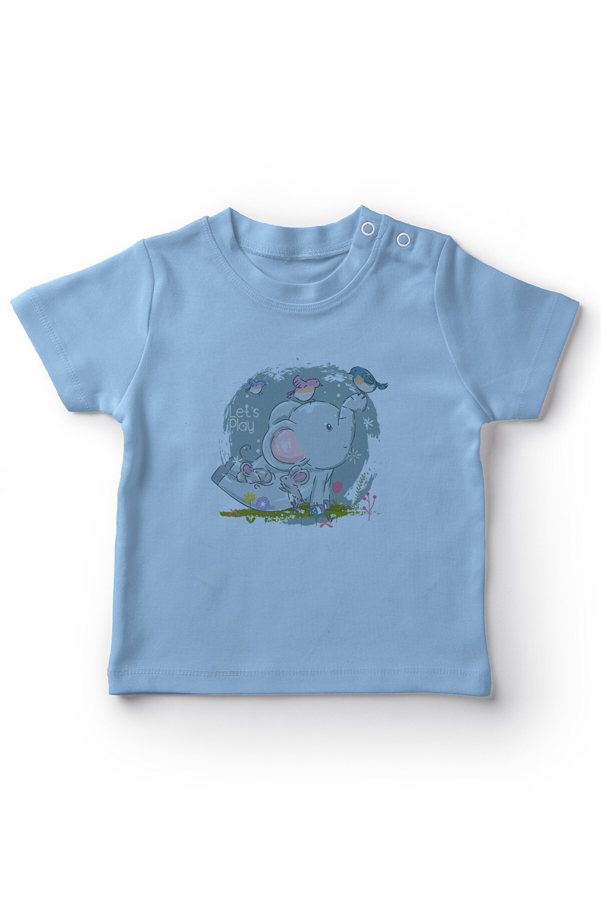Angemiel Baby Spelen Vogels En Olifant Baby Boy T-shirt Blauw