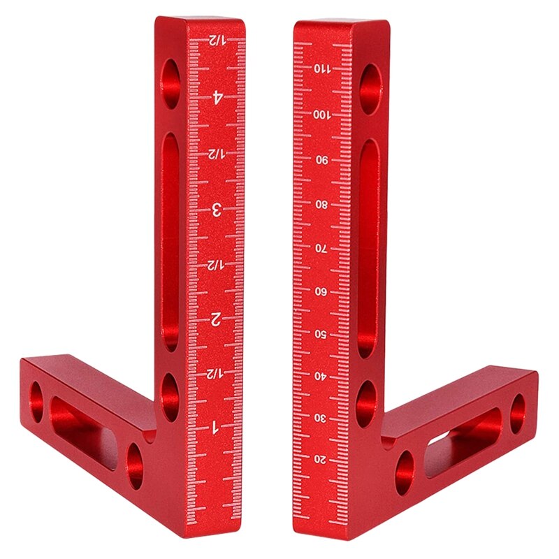 90 graden positioneren vierkanten, 5,5 inch haakse klem met 2 klemmen, aluminium L-type hoekklem houtbewerking timmerman klemgereedschap voor fotolijsten, dozen, kasten, laden (1 PC