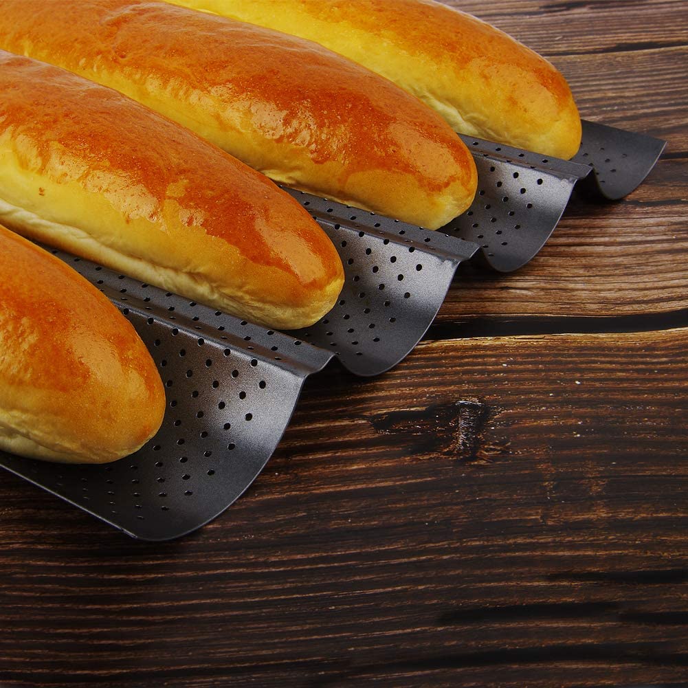 4 Slots Brood Wave Grill Lade Non-stick Mesh Goede Thermische Geleidbaarheid Franse Loaf Bakvorm