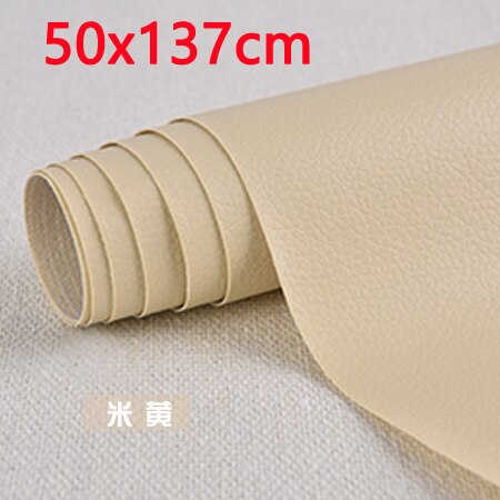 Parche de tela de cuero sintético para reparación de sofá, Pegatina autoadhesiva sin planchado, parches de tela de cuero para álbum de recortes, 50x137cm: 50x137 beige
