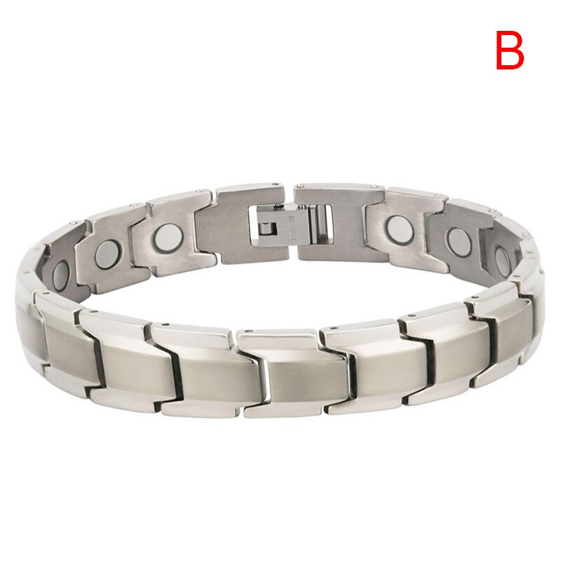Pulsera de acero y titanio para hombre, brazalete magnético negro y oro rosa, para hombre BMF88