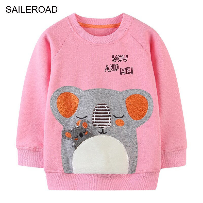 SAILEROAD Animal lapin broderie enfants Sweatshirts pour filles à manches longues chemises automne enfants vêtements à capuche filles hauts: 3047 same picture / 3T