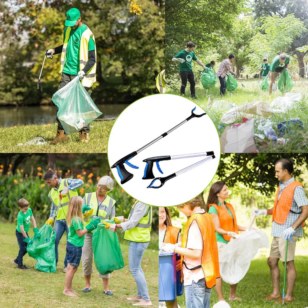 Ramassage Facile ! Pince Ramasse-déchets Pliante Pour Jardin - Aluminium Solide, Poignée Verrouillable - Idéal Feuilles, Débris - 2