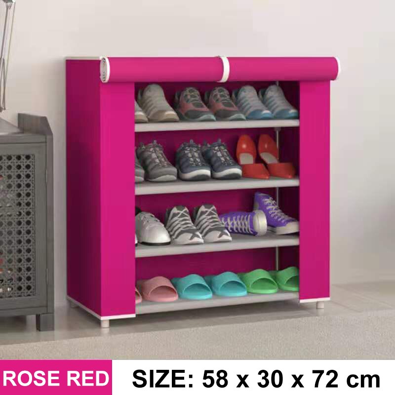 5/7/10 schicht Schuh Gestell Abnehmbare Staubdicht Vlies Stoff Schuh Schrank Hause platzsparende Stehen Halfter Schuhe Veranstalter: 5 Schicht Rose rot