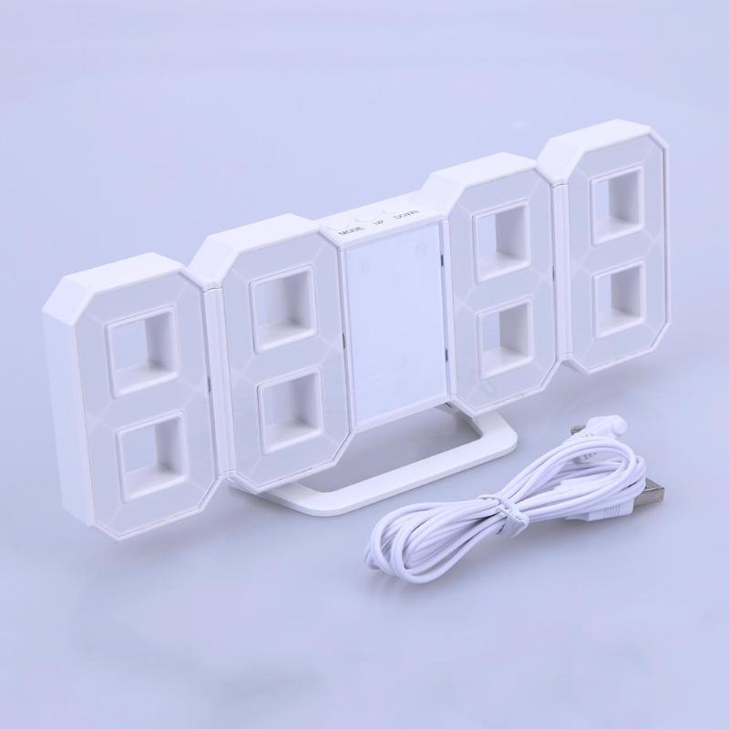 Reloj electrónico Digital LED de mesa, reloj despertador ajustable con brillo, reloj colgante de pared a la con Cable USB, reloj de pared