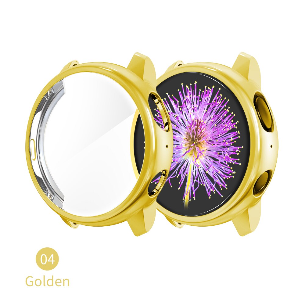 Coque pour Samsung galaxy watch active 2 active 1 housse pare-chocs accessoires protecteur couverture complète silicone Protection d'écran: Golden / Active2 40mm