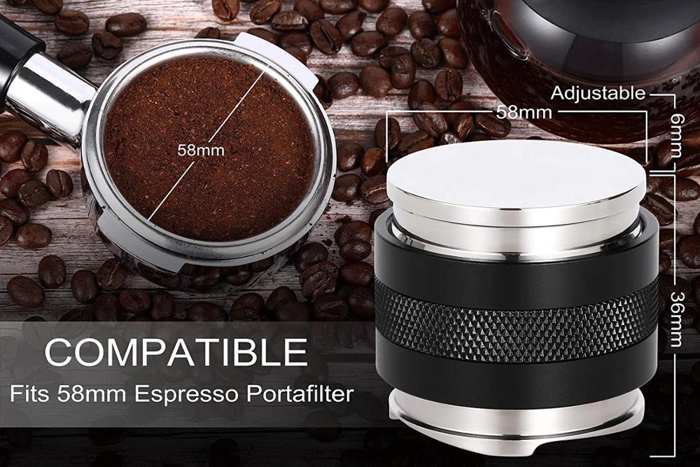 51/53/58mm kaffefordelere/nivellere &amp; tukle kaffefordeler/nivelleringsverktøy, espressofordeler justerbar dybde på begge sider