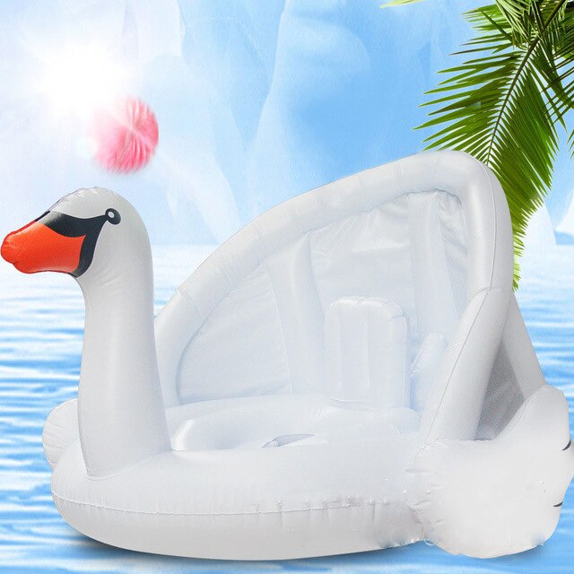 Flotador de flamenco para bebé, círculo hinchable, colchón hinchable para piscina con forma de unicornio, asiento de aire para niños, juguetes de agua: Rosa