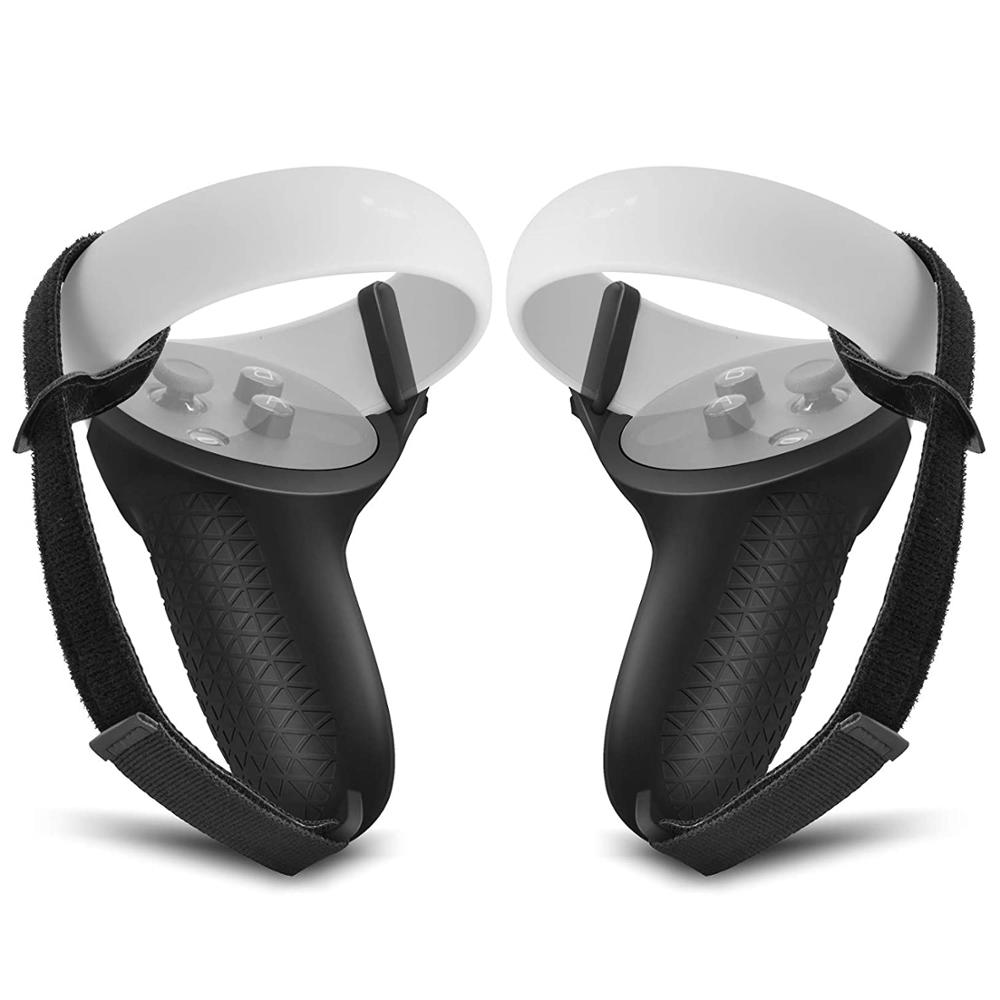 Touch Controller Grip Cover for Oculus Quest 2 Silicone Skin Anti-Throw Handle Protective Sleeve with Adjustable Knuckle Strap: Default Title