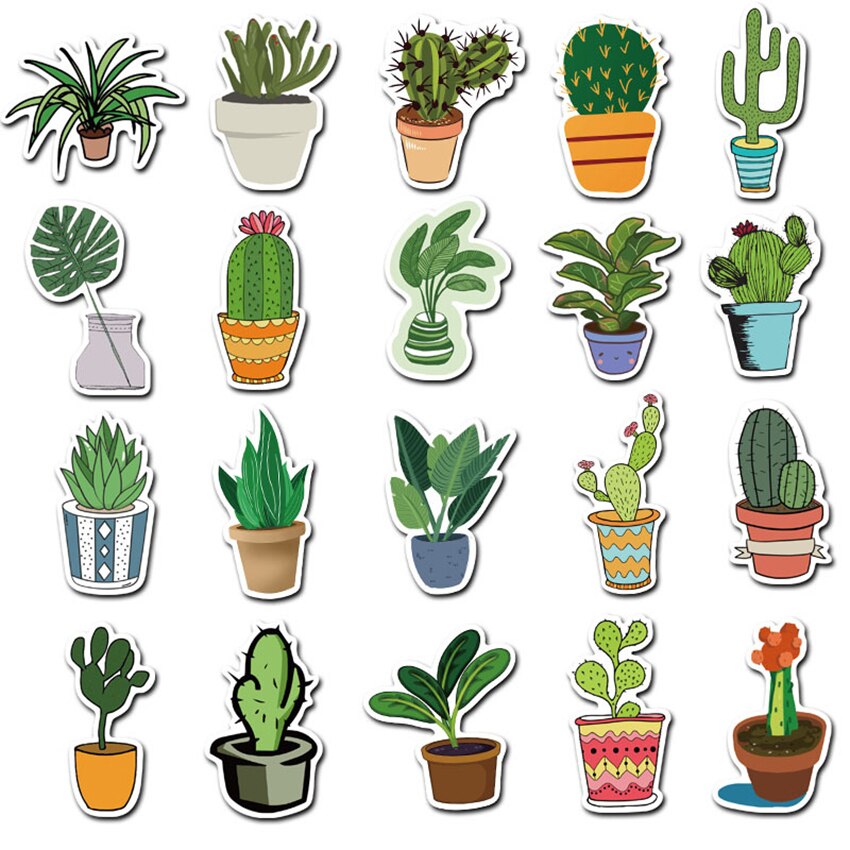 Plant Machine Sticker 45 Sheets/ Set Groene Plant Serie Stickers, Vinyl ... – Vicedeal