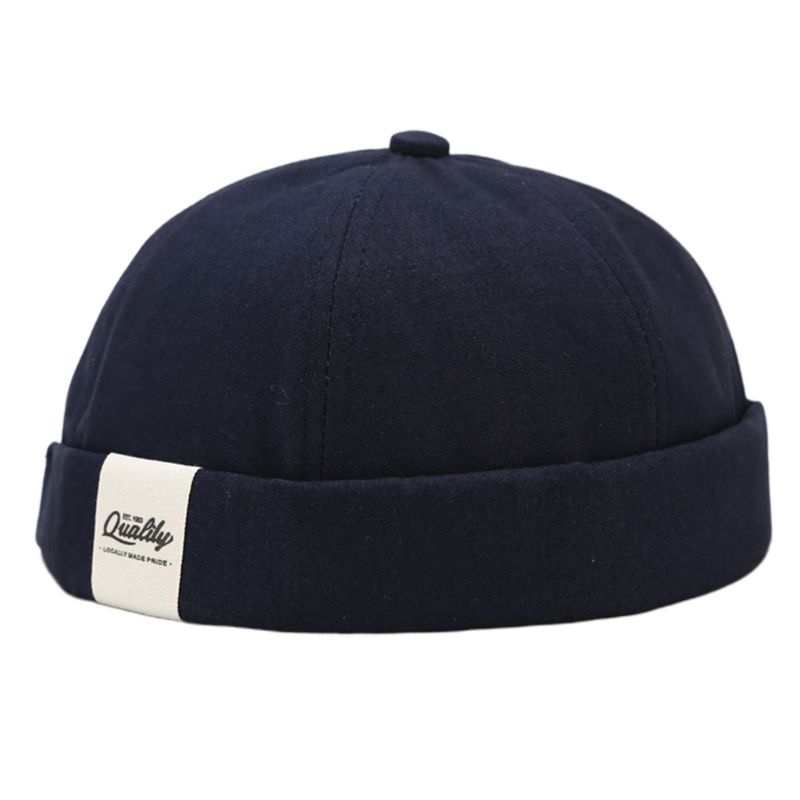 Mænd retro hip hop brimless beanie hat bogstaver patch sømand docker cap streetwear  q0ke: Blå