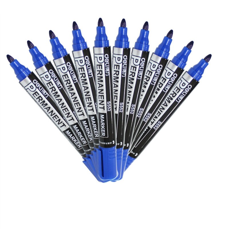 Deli 10 stuks Marker Pen Inkt Pen voor Markering Permanente Non-fading Olie Marker Pen 1.5mm Grote Ronde teen Kantoor School Schriftelijk Supply: B