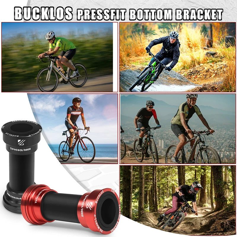 BUCKLOS Bike Pressfit Bottom Bracket BB86/92 Road Mountain Bike Bottom Bracket Sealed Bearing 24mm Ultralight Bicycle BB Parts
