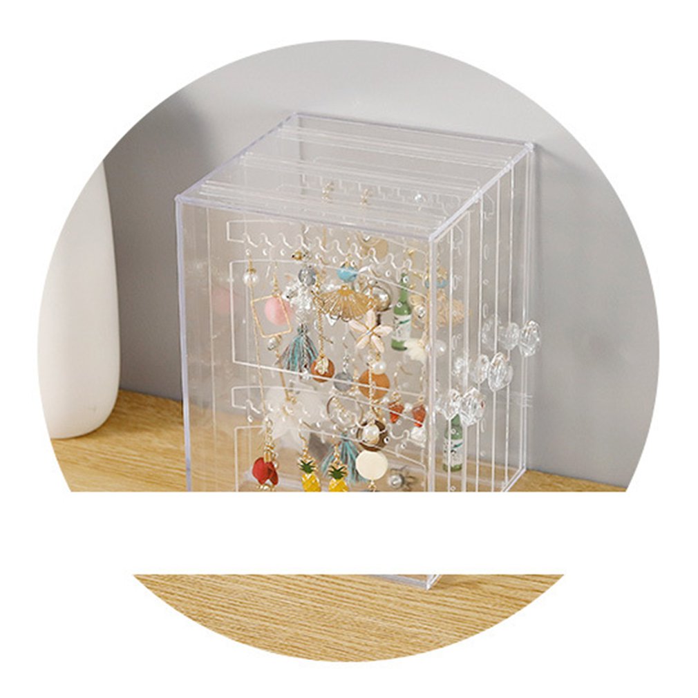 Multifonctionnel bijoux boîte de rangement en plastique Transparent poussière boucles d'oreilles finition boîte bureau Vertical Lagerung support 1 pièce