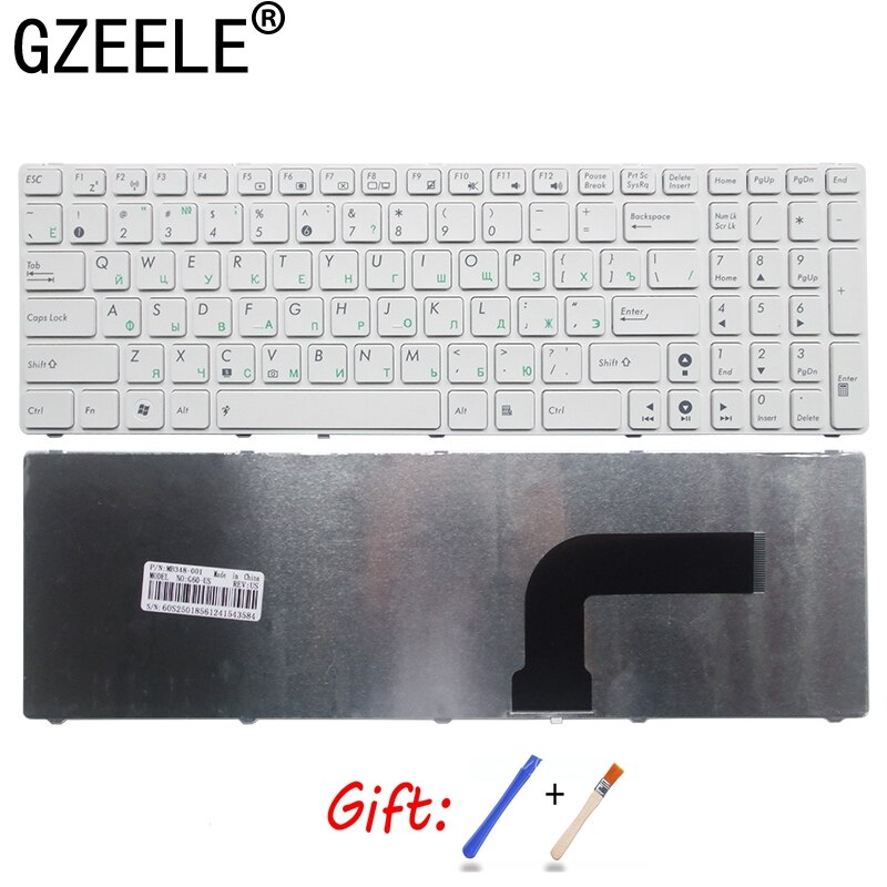 Gzeele til asus  g53s g73s k53sd k53sf k54hr k54hy k54s n71ja n71jq n71jv n71v n71vn russisk bærbar tastatur ru oppsett svart