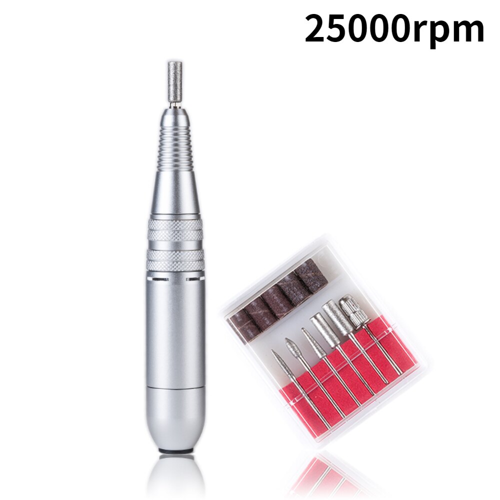 Roze 35000/25000Rpm Draagbare Nail Boor Manicure Machine Set Elektrische Nagelvijl Sterke Power Beroep Nail Tool Voor nail Salon: 25000rpm Silver