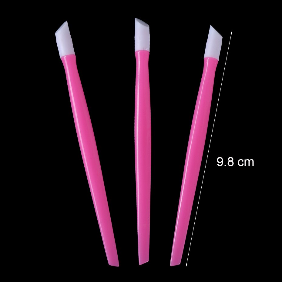 3Pcs Nail Cuticle Pusher Rubber Plastic Druk Pen Voor Stickers Glitters Pedicure Manicure Nail Art Tool Accessoires NTNC370