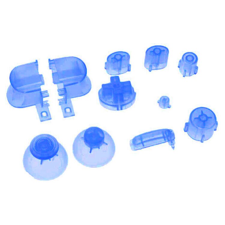 Juego completo de botones para Nintendo Gamecube, teclas coloridas L R ABXY Z con tapas de Thumbsticks para mando llamativo Y X A B para N GC: Transparent Dark blu