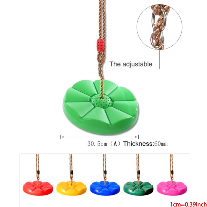 Indoor Outdoor Swing Disc Rope Swing with Adjustable Nylon String Red for Kid Children Play Physical Activity Ability Training