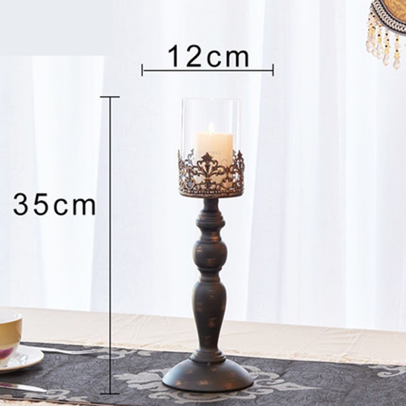 Moderne zwarte kandelaar metalen glas Nordic grote Kroonluchter licht marokkaanse kandelaar bruiloft centerpieces voor tafels 50ZT0008: Black M