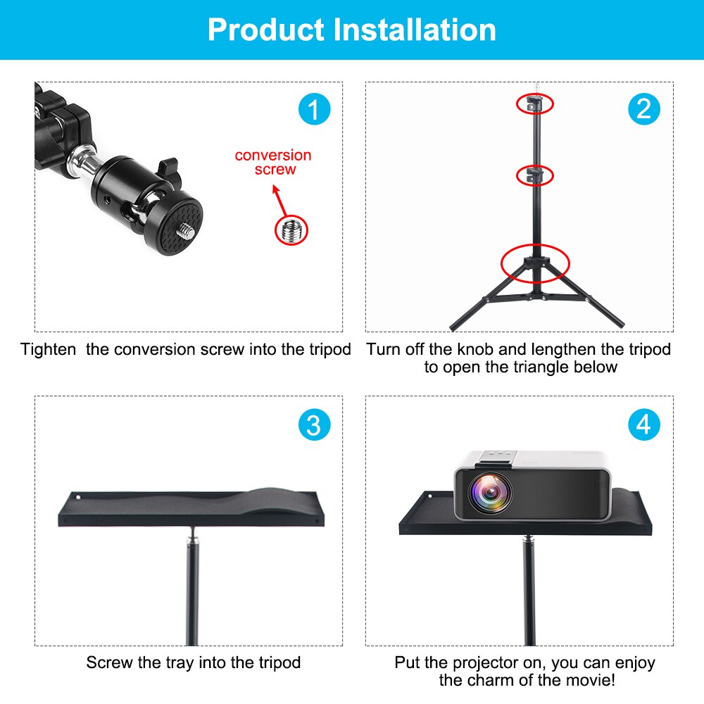 110 160cm Photography Tripod Tray Adjustable Projector Bracket Light Stand Mount Tripods for Xiaomi Smartphone Camera Laptop