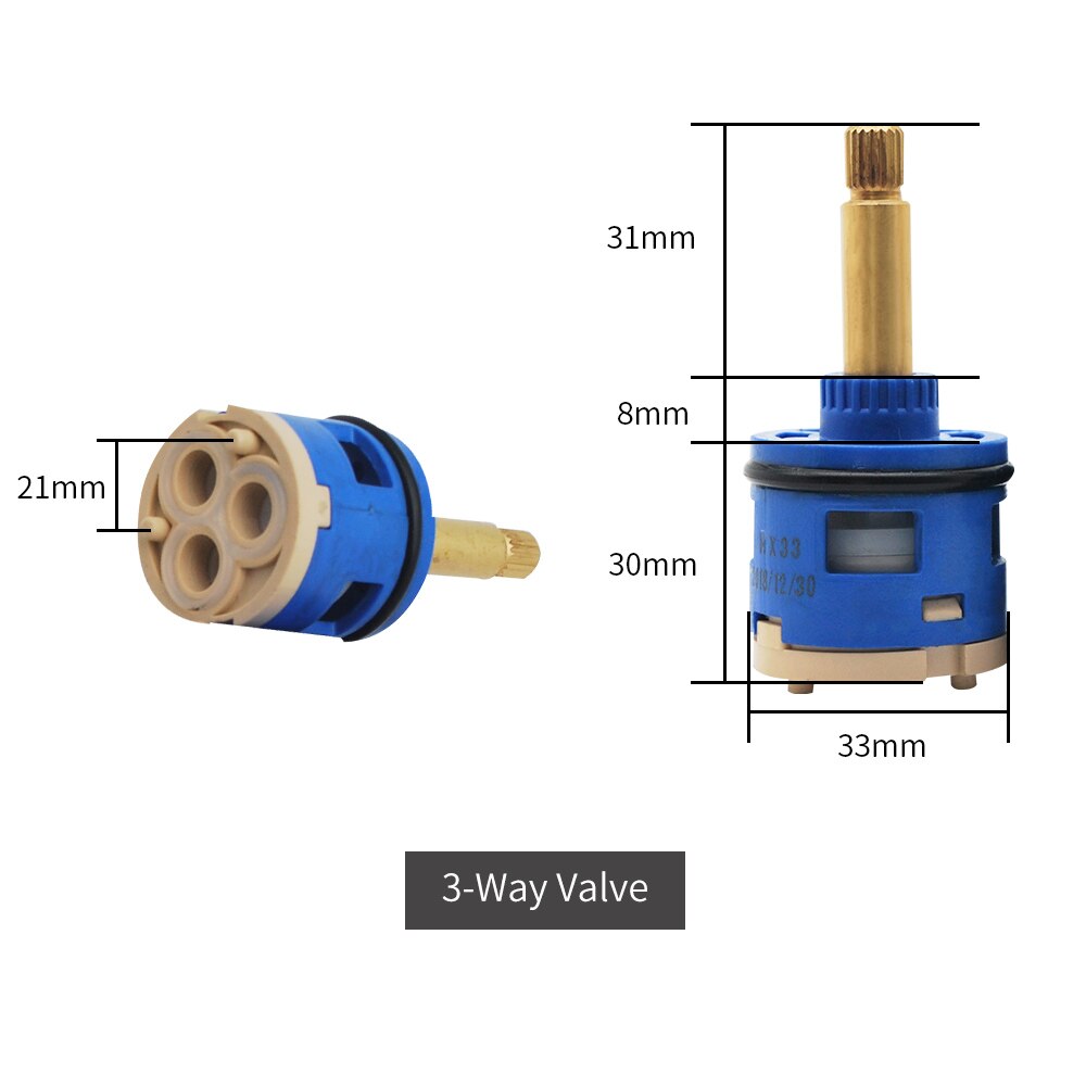 Shower Valve Ceramic Faucet Cartridge 2/3/4/5 Way Shower Valve Diverter Cold & Water Mixer Cartridge Sizes 31/35/44mm: 3way-blue-31mm