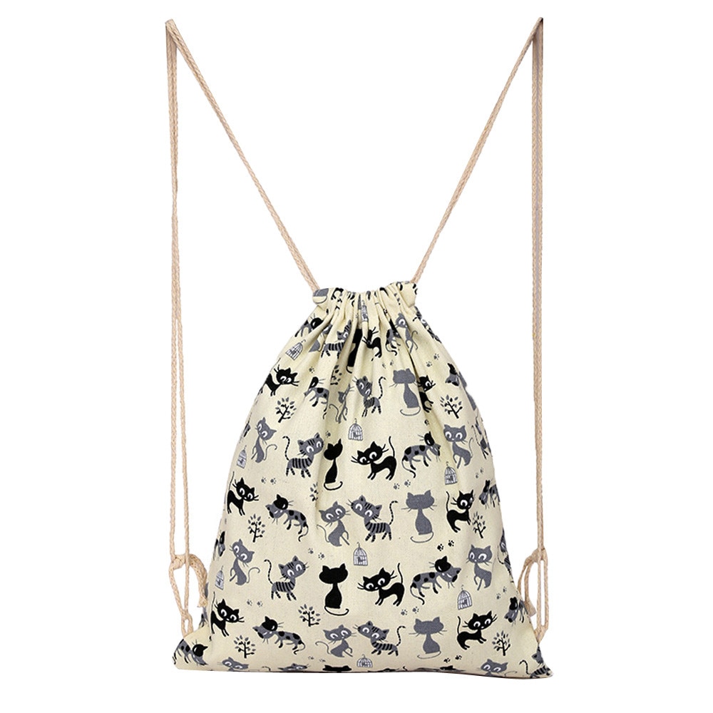 Vrouwen Mannen Trekkoord Rugzak Canvas Opknoping Zak Sport Beach Travel Opbergtas Outdoor Rugzak Pouch Pocket Bag Worek Plecak