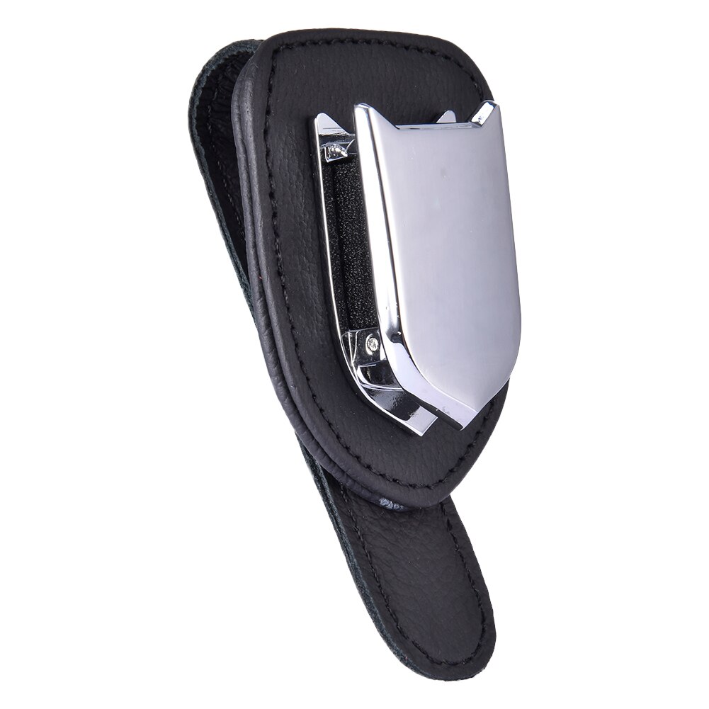 Car Visor Sunglasses Holder Spring Glasses Leather Holder Universal Goggle First Layer Mounted With Ticket Card Clip: Black