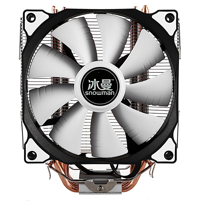 Sneeuwpop 4PIN Cpu Koelsysteem Direct Contact Cpu Cooler Master Heatpipes Freeze Tower Cpu Cooling Dubbele Ventilator Met Pwm 2 fans: Type D White