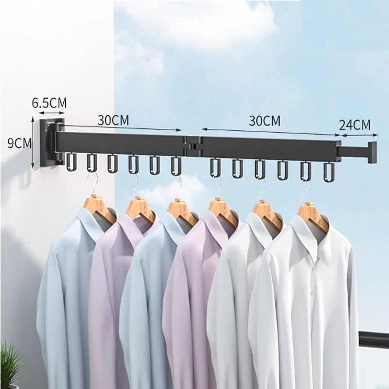 Retractable Cloth Drying Rack Folding Clothes Hanger Wall Mount Indoor & Outdoor Space Saving Aluminum Home Laundry Clothesline: light green