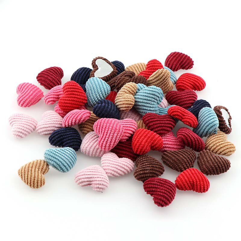 20 Uds. Botones de franela de corazones de colores, adornos para manualidades DIY, suministros para pendientes, Material para hacer joyas, accesorios, nociones de costura