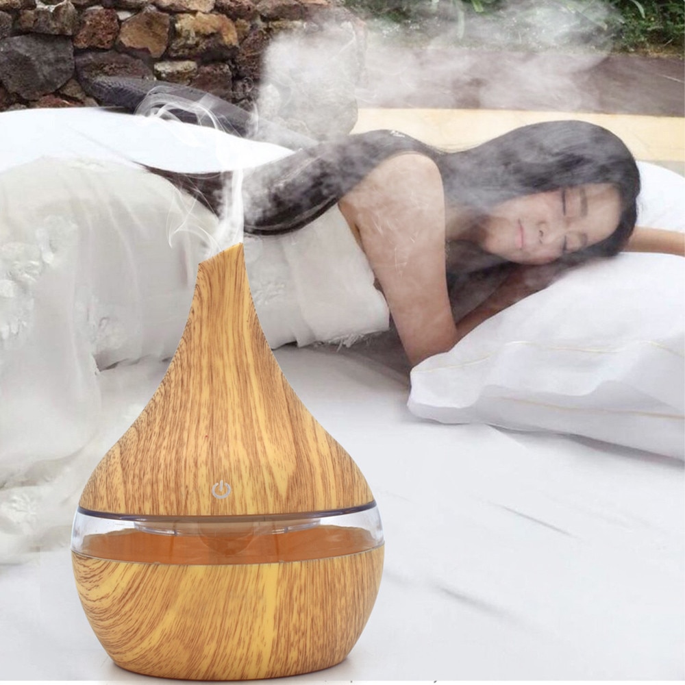 Portable Home Office Wood Diffuser Air Aroma Essential Oil Diffuser LED Aroma Aromatherapy Vase Humidifier Reed Diffuser
