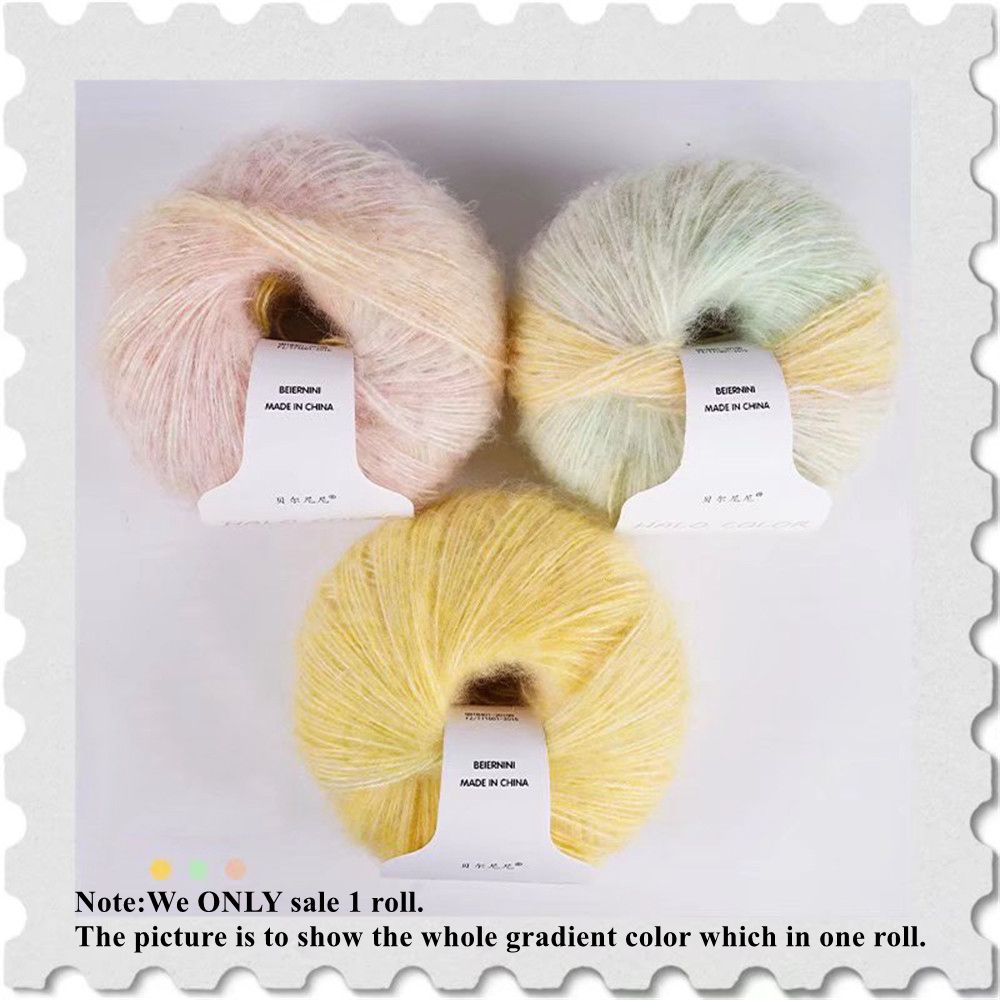 30g/Ball Gradient Mohair Wool Thread Rainbow Colorful Silk Pony Hair Superfine Shawl Scarf Thread DIY Hand Knitting Crochet Yarn: 1