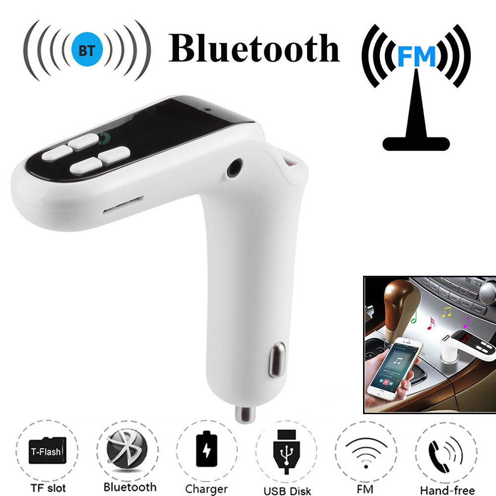 Transmetteur FM sans fil | Kit Bluetooth pour voiture, chargeur G7, mise à niveau vers C8 AUX, lecteur de musique sans fil mains libres pour voiture: WHITE