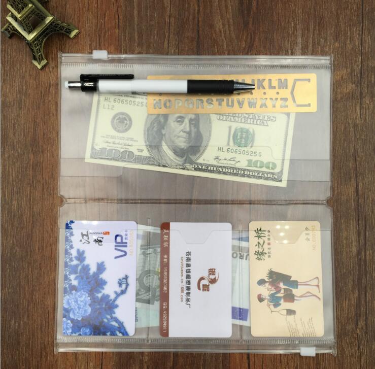 Midori standard s 'Viaggiatore taccuino PVC Tasca Della Chiusura Lampo Sacchetto di Raccolta Trasparente Pocker con I Titolari di Carta Cartella Archivio