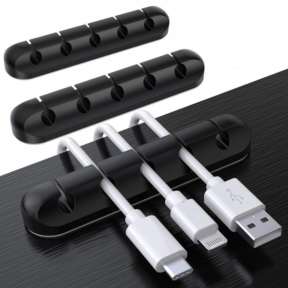 Mulit Protect Usb Cable Protector 5Hole Organizer for Cable Management Table Organizer Desktop Organizers for Office Tapa Cables: Black 3 Pack