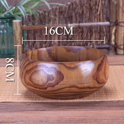 Tazón de madera de Acacia Natural, tazón de madera grande para ensaladas, tazón de madera para servir comida, recipiente de cocina de madera, vajilla grande para ensaladas: 16cm bowl