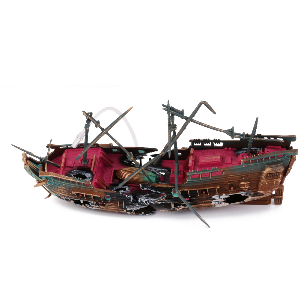 1 Piece Resin Wreck Sailing Boat Vessel Aquarium Fish Tank Air-operated Decoration Fantastic For Aquarium Fish Supplies Decorate