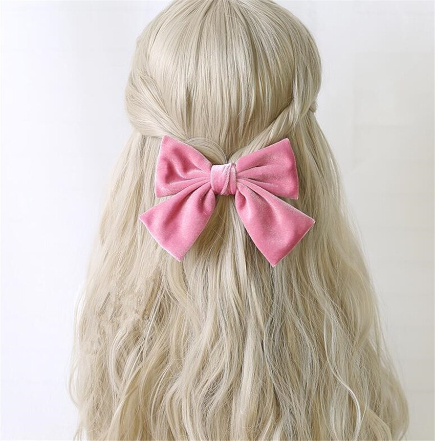 Horquilla Retro de terciopelo para niña, horquilla de Princesa con lazo grande, accesorios para el cabello de Lolita, B1712: color 3