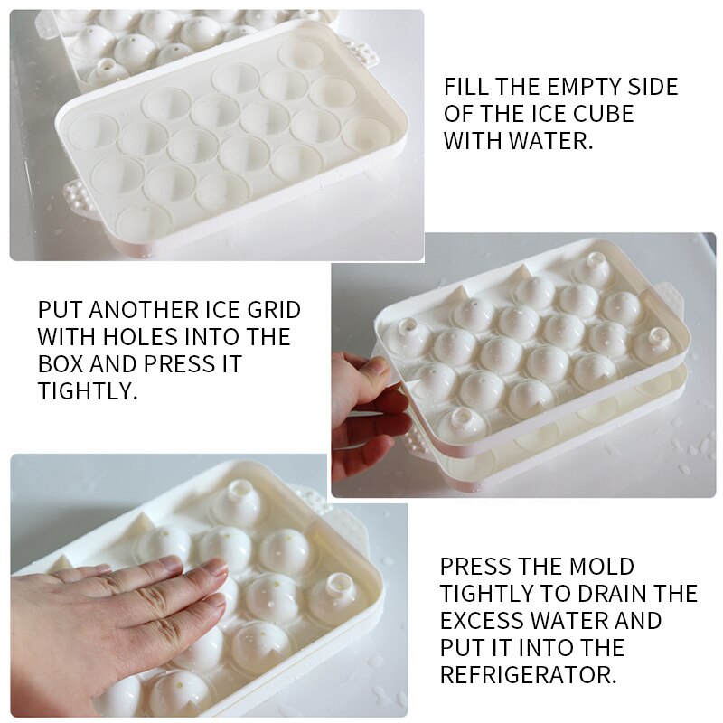 20 /14/18 Grids Stackable Ice Cube Mold Ice Cube Tray For Whiskey Cocktail Ice Ball Cube Maker Safety Plastic Sphere Mould