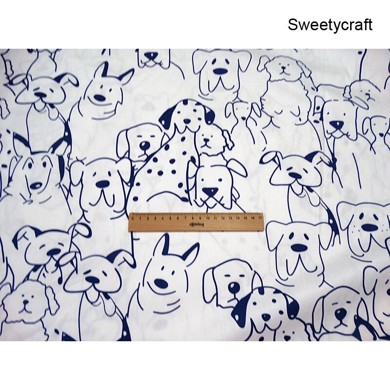 Printed Dot Dog Baby Cotton Twill Quilting Fabric by half meter for DIY Sewing Kids Bed Sheet Dress making Child cotton fabrics