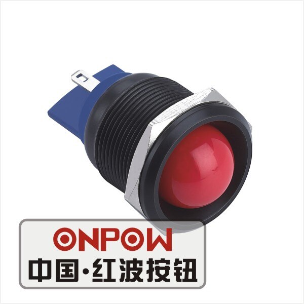ONPOW 22mm Metalen LED IP68 Waterdichte Signaal lamp, zwart lampje, lampje (GQ22G-D/R/6 V/A) CE, RoHS