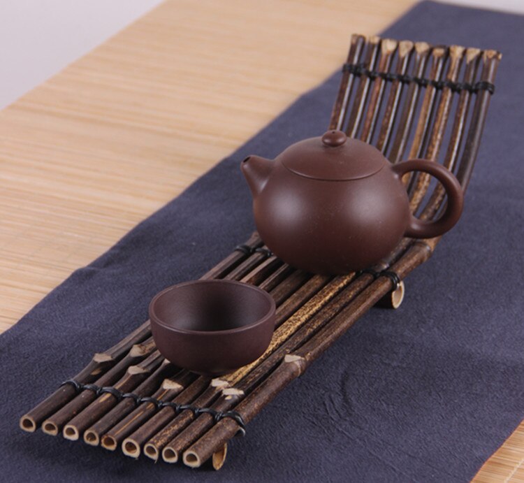 Handmade bamboo raft shaped tea mat tea tray tea ceremony cup holder teapot coaster