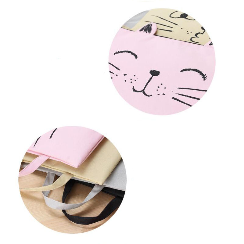 EZONE A4 Canvas File Bag File Folder Cute Cat Document Bag Paper Storage Bag Students Stationery Office School Supply