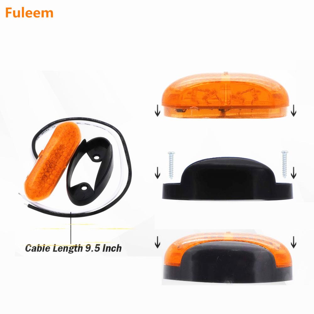 Fuleem – feu de gabarit latéral imperméable à 4 LED ambre 12V 24V, lampe de dégagement, pour camion et remorque, 10 pièces